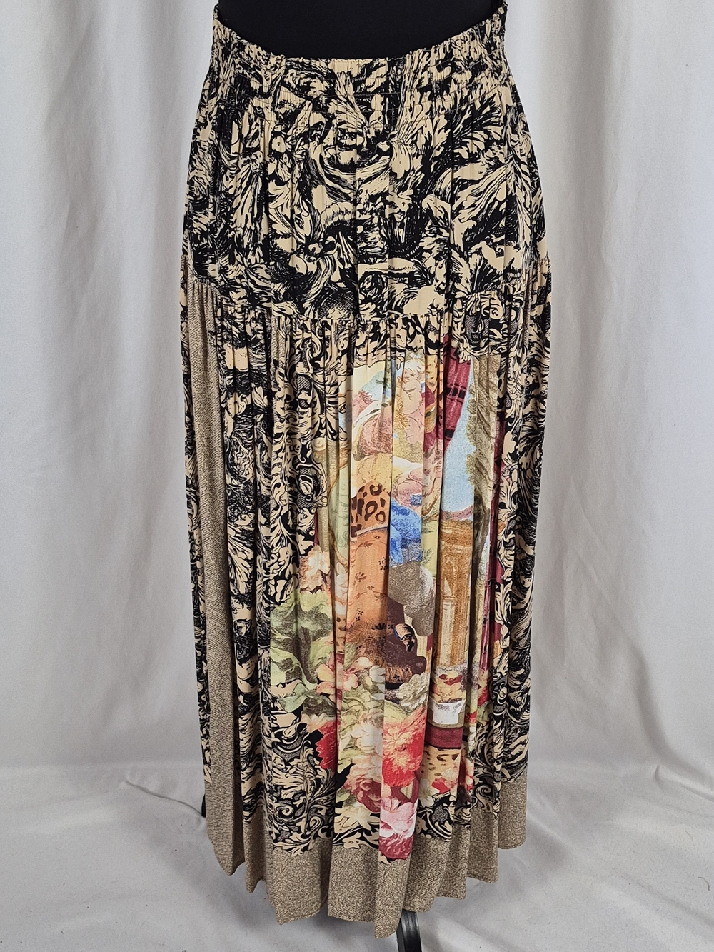 Carole Little Vintage 90s Pleated Baroque / Scenic Art Skirt - Vtg 10 / Modern 6